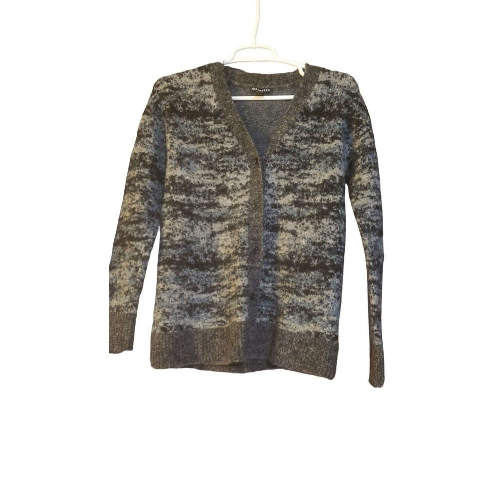 Athleta Womens Gray Merino Wool XS Stretch Cardigan Sweater Button Up Designer